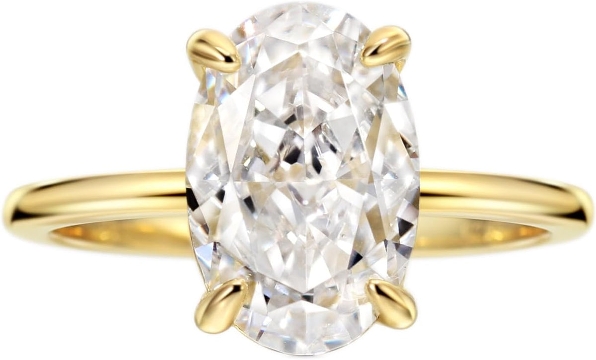 Women's 4 ct oval cut engagement ring in 18K gold plated sterling silver