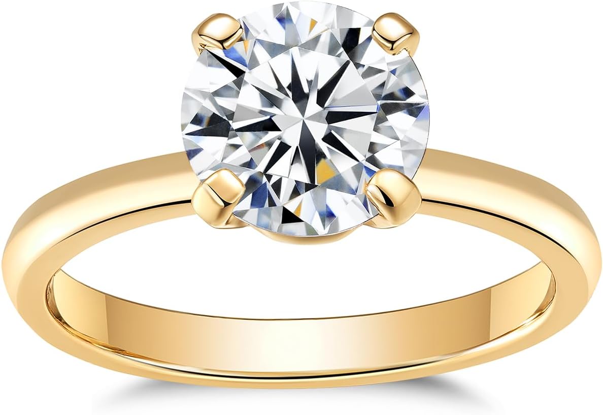 Women's moissanite solitaire engagement ring, 2 ct solitaire setting